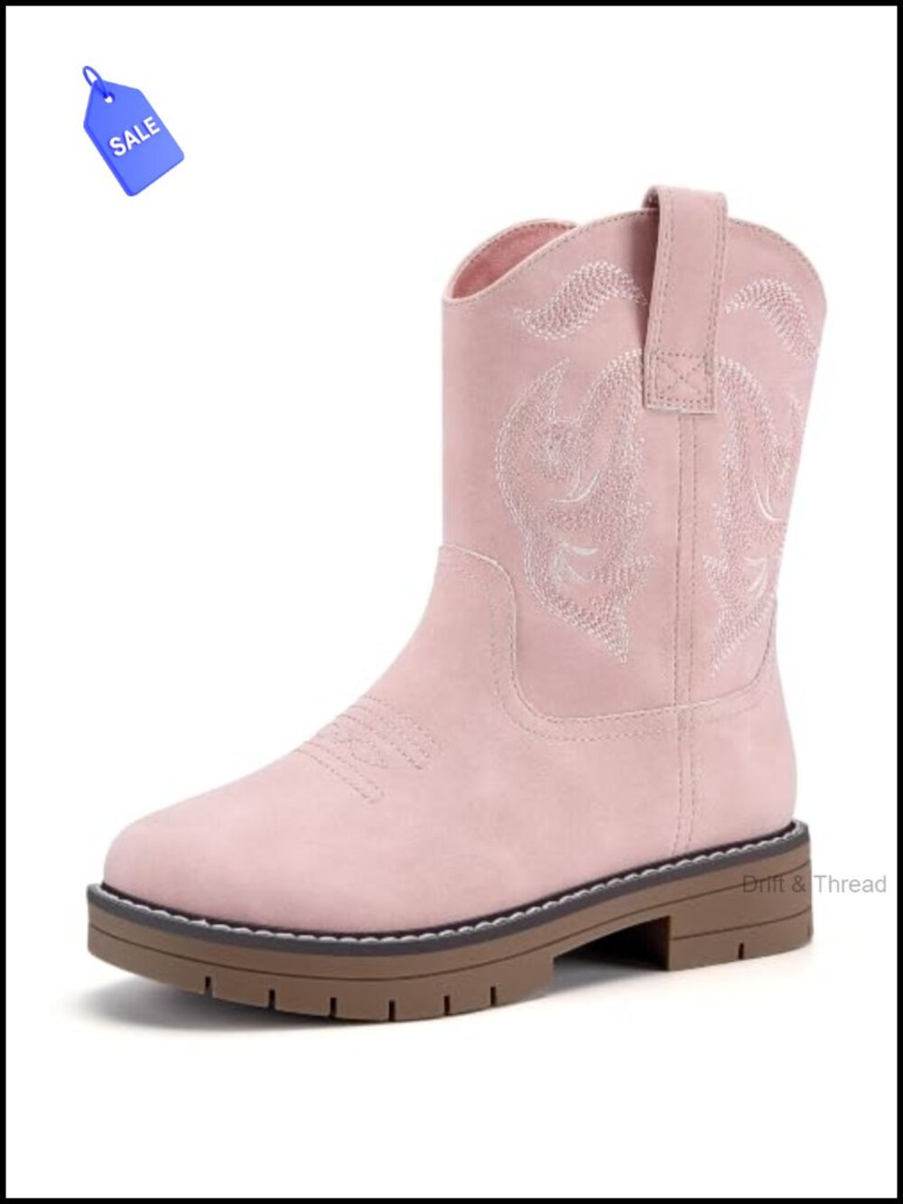 Girls Cowboy Boots - Side Zip Pull Tabs - US Toddler Sizes